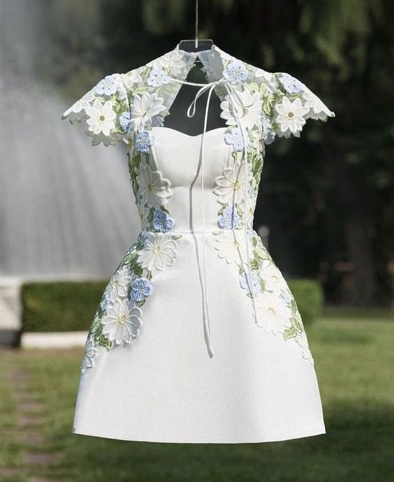 a-line floral lace short homecoming dress 18th birthday outfits fg5166