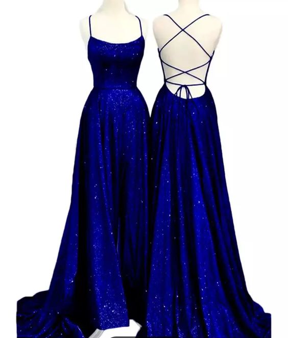 Long Glitter A-Line Criss Cross Back Prom Dress fg4709