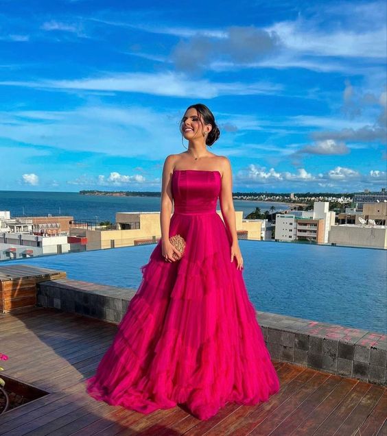 Tulle Evening Dresses, Charming Evening Dresses, Tiered Party Dresses, Evening Dresses fg4809