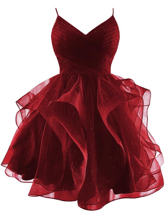 Glitter Tulle Spaghetti Straps Short Homecoming Dresses for Teens Tiered Mini Cocktail Dresses V-Neck Puffy Prom Dresses fg5159