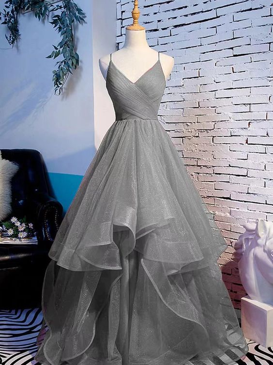 Beautiful Tulle Layers Straps Long Party Dress Formal Dress, A-line Evening Prom Dress fg5065