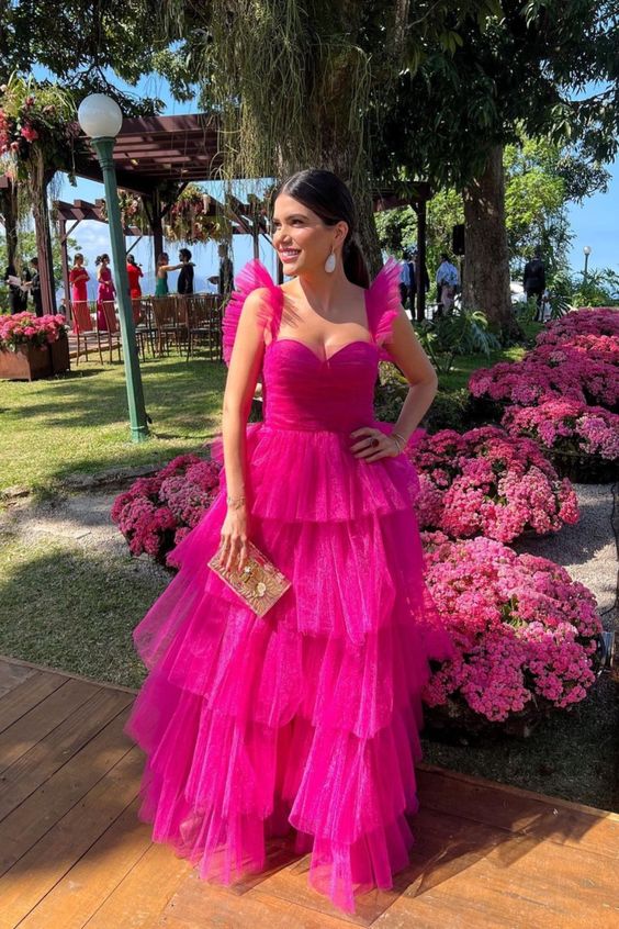 Evening Dress Layered Tulle A Line Prom Dress fg4814