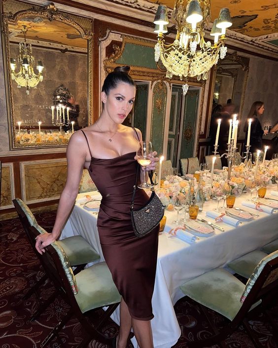 Spaghetti Straps Dress Chocolate Party Prom Dress fg4372