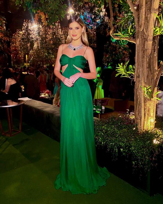 Green long prom dress,chic evening prom gown fg3822
