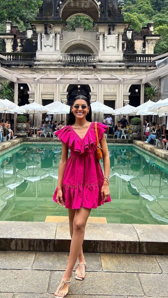 Short Dress V Neck Two Trim Ruffle Hem Dress Homecoming Dress Short Party Dress fg4266