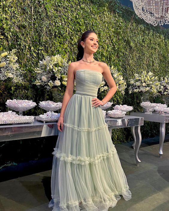 A-Line Prom Dresses Sage Dress Wedding Guest Party Evening Dress fg3956