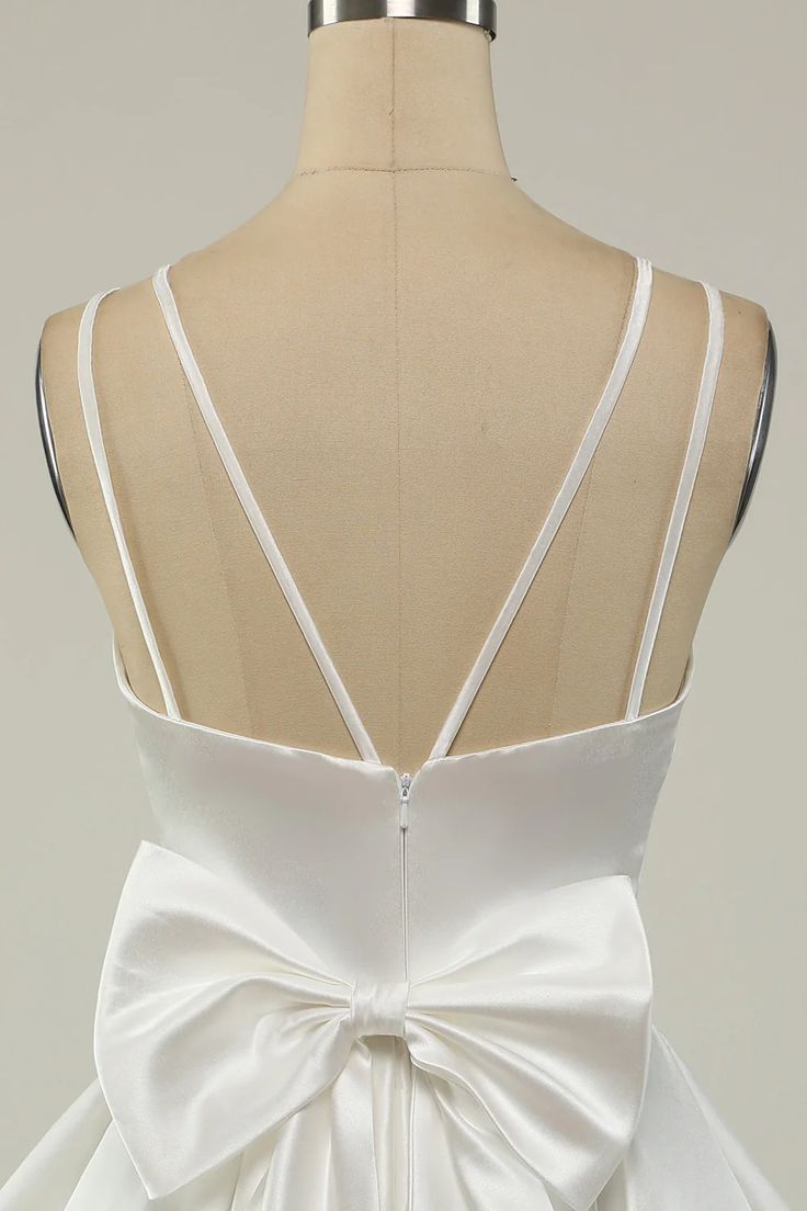 Double Straps White Satin Short Homecoming Party Dress fg3760