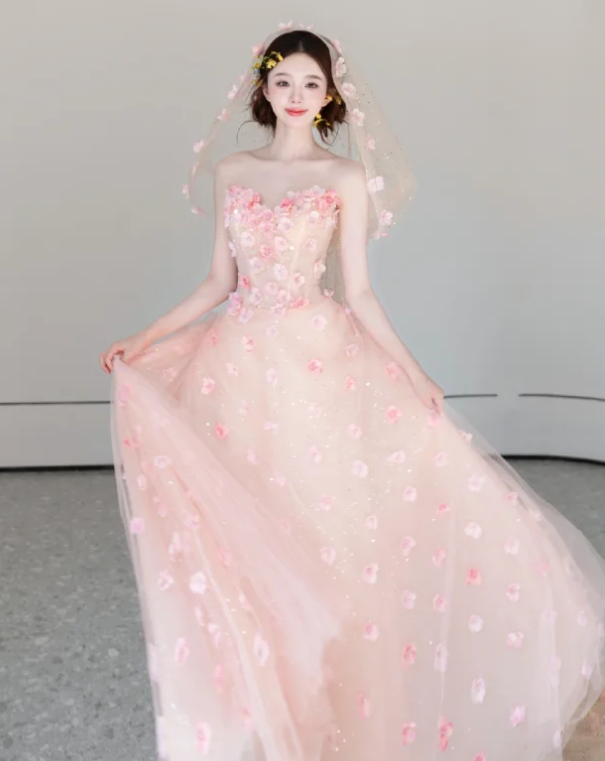 Flowers Tulle Sequin Prom Dress Sweet 16 Birthday Dress Evening Dress fg8653