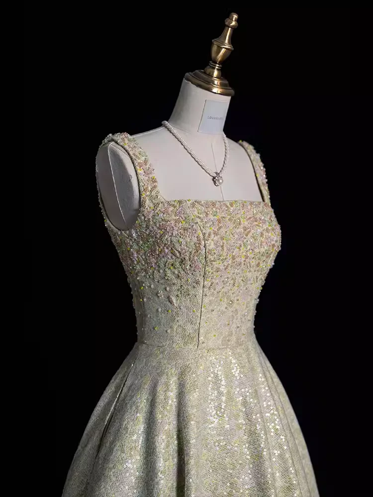 Ball Gown Straps Sequin Beads Long Evening Dress Prom Dresses fg8587