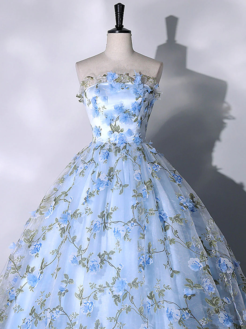 Blue Tulle Lace Long Prom Dresses, Ball Gown Blue Sweet 16 Dresses fg3406