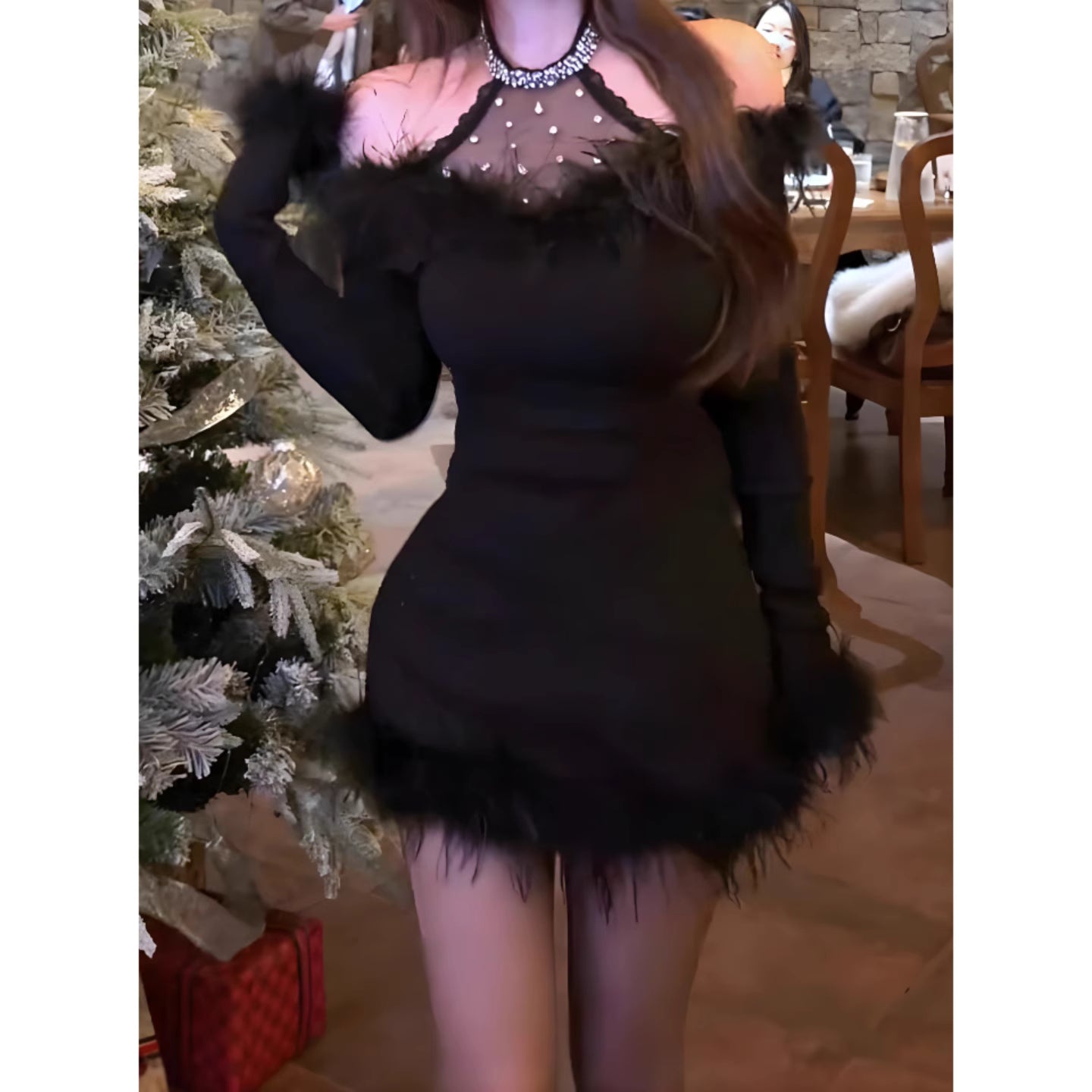 Buntes Meerjungfrau-Partykleid mit Pailletten und langen Abschlusskleidern fg8362