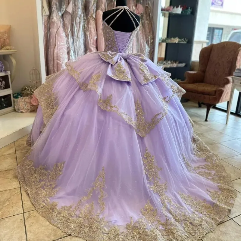 Lavender Sweet 16 Quinceanera Dress Appliques Lace Beads Princess Party Gown Vestidos De 15 Años fg5680