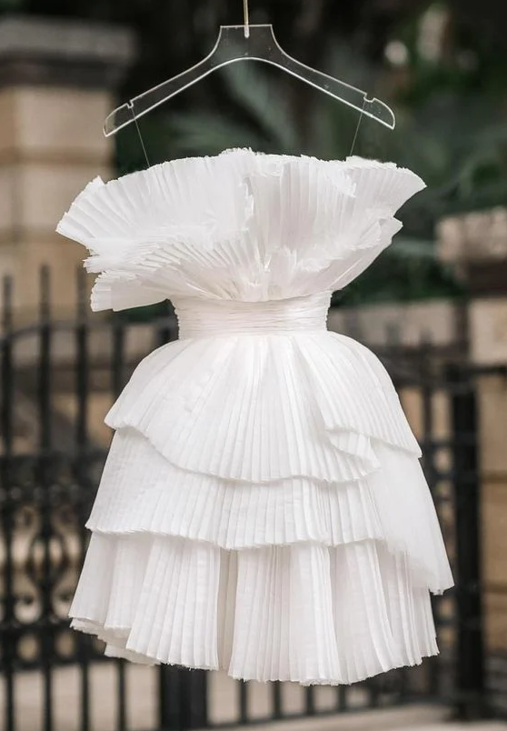 White Short Party Dress Homecoming Dress fg2307