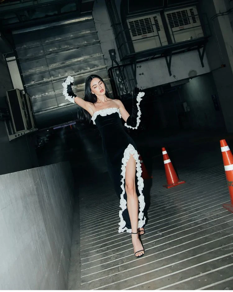 Vintage Sheath Strapless Sleeveless Black Slit Prom Dresses With Gloves fg5354