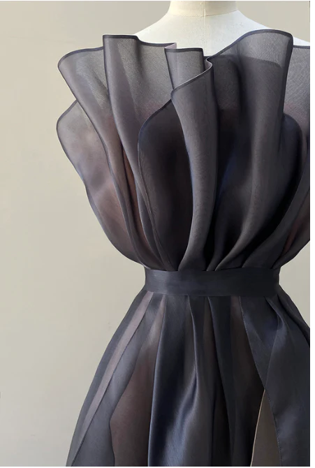 A-line Tulle Ruffle Prom Dress,Formal Gown fg4096