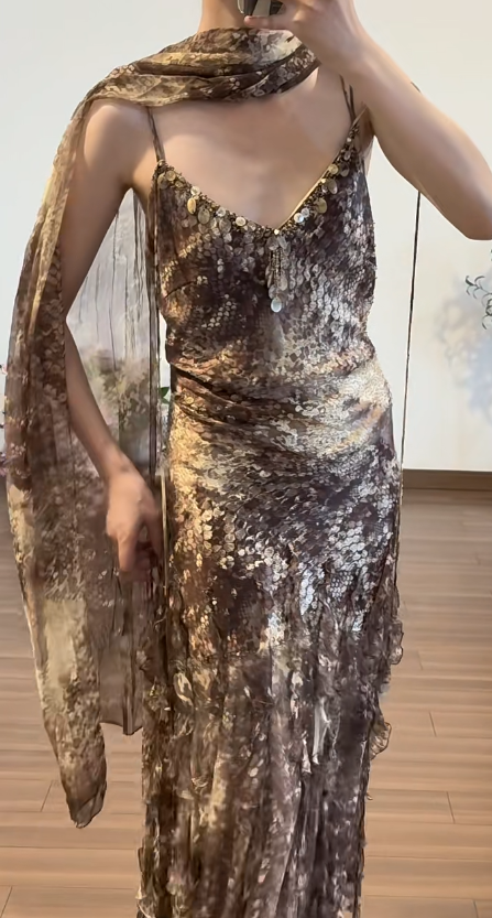 Vintgae Prom Party Dress Chiffon Evening Dress Birthday Outfit fg8713