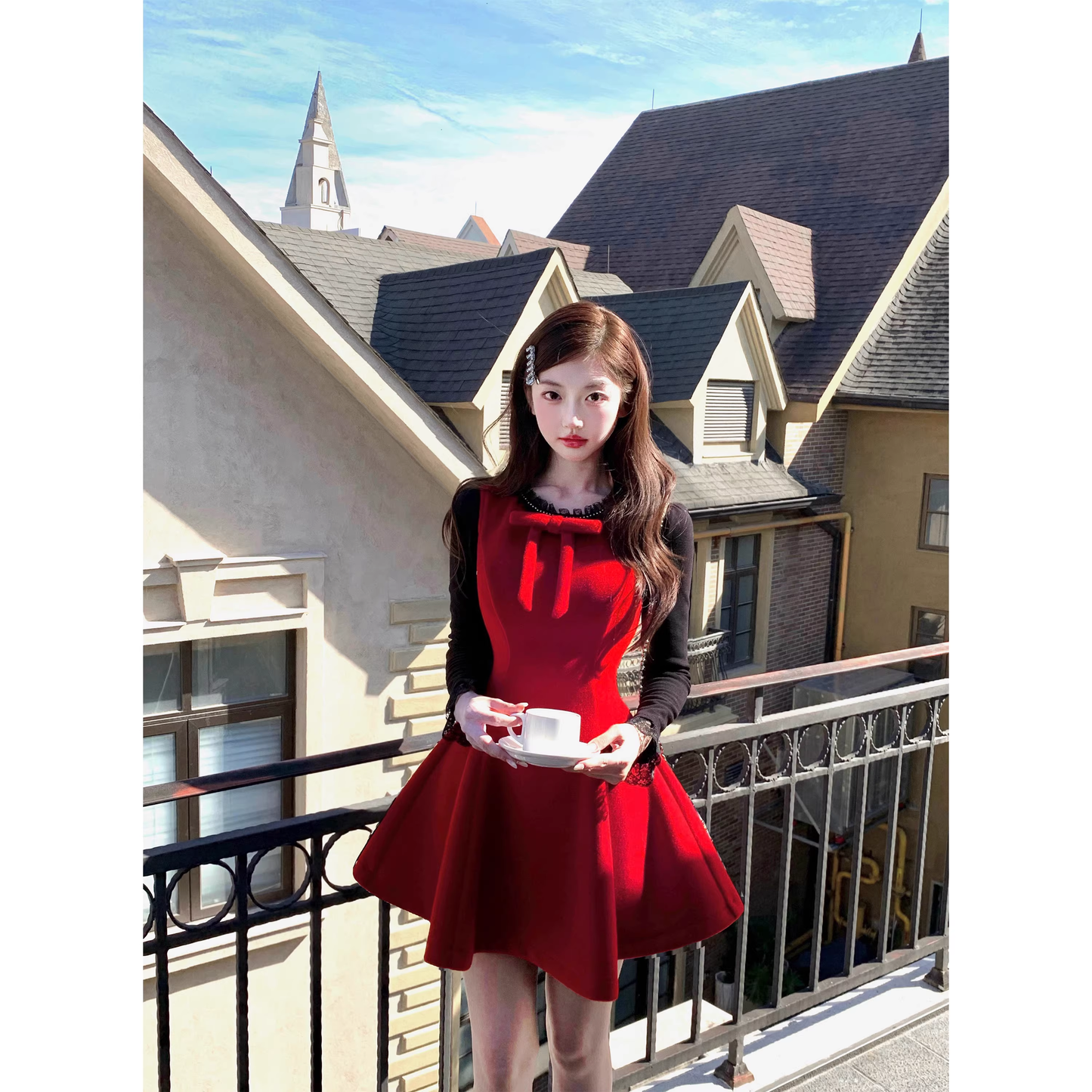 Red autumn/winter silk base layer set A35