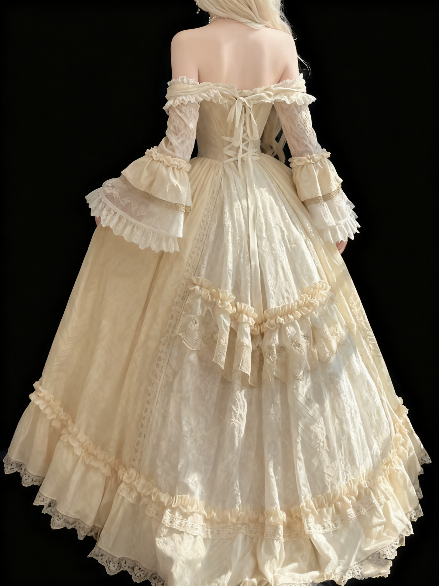 A Line Off Shoulder Ball Gown Wedding Dress Lace Princess Dress fg7293