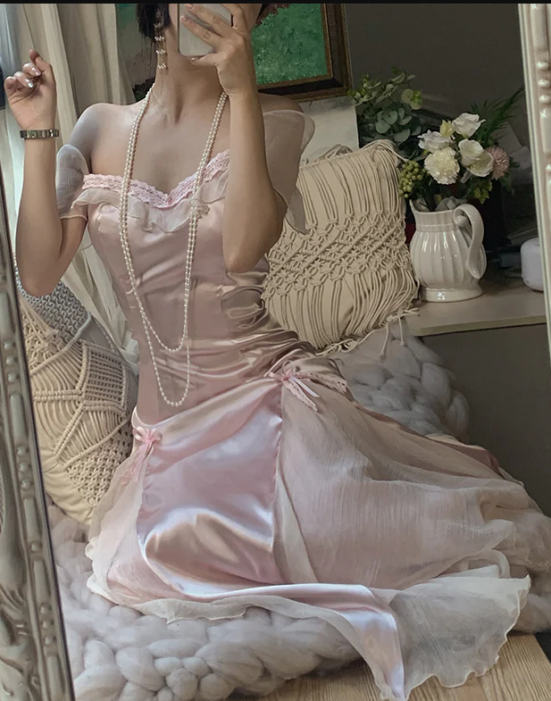 Baby pink vintage Evening Dresses fg6691