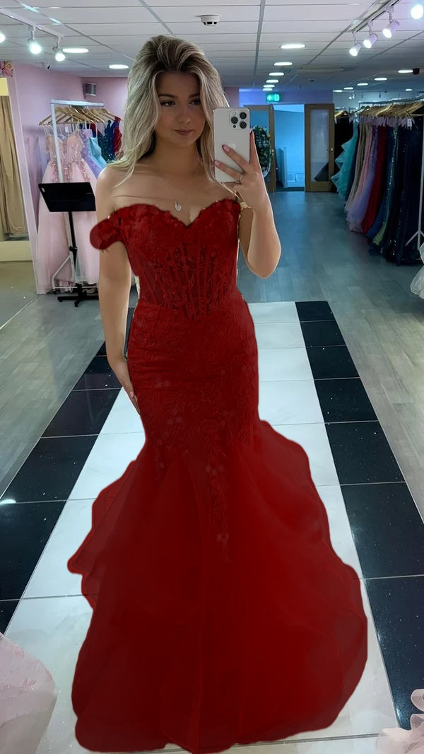 Yellow Mermaid Lace Evening Prom Dress, Long Party Formal Dresses fg7181