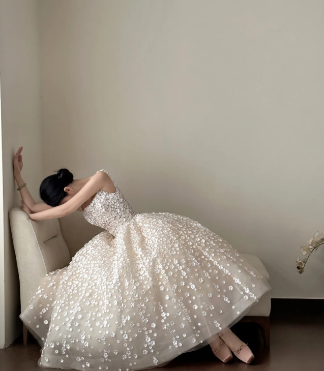 Robe de bal trapèze à fleurs, jolie tenue de soirée pour 16e anniversaire, fg8212