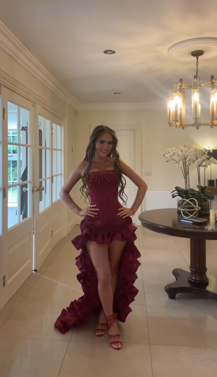 Cute Ruffle Prom Dress Satin Evening Party Dress fg8245