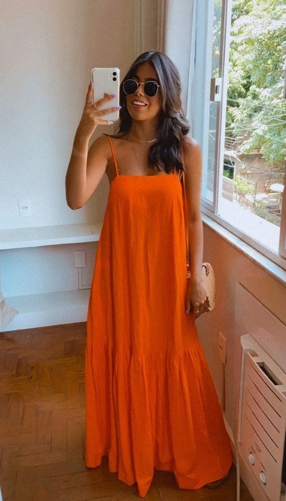 Simple orange evening dresses, long prom dress fg3044