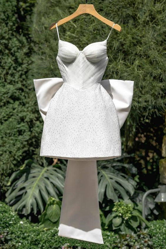 White Short Party Dress Homecoming Dress Short Wedding Dress fg2311