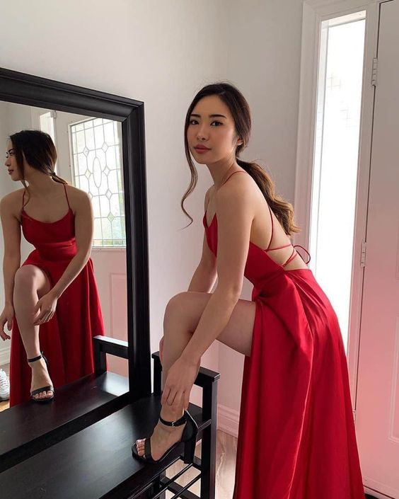 Sexy Back Open Prom Dress,Long Elegant Prom Dresses,Red Party Gown fg3073