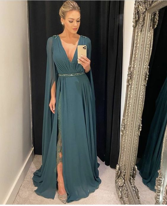 Charming A Line Long Wedding Guest Dress Prom Gowns fg2690