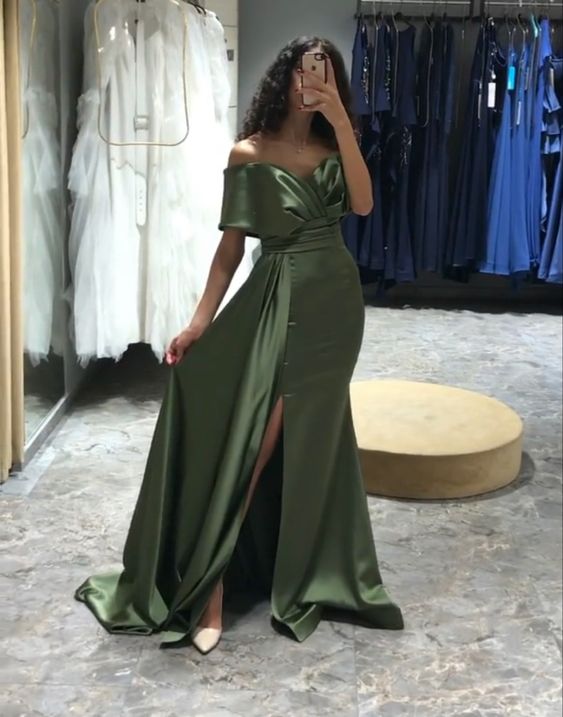 Green prom dresses, wedding reception dress fg1304