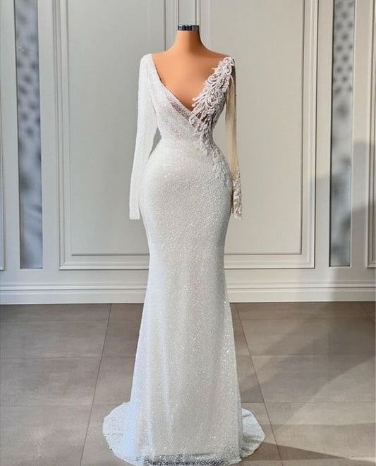 White prom dress Wedding Dress fg1908