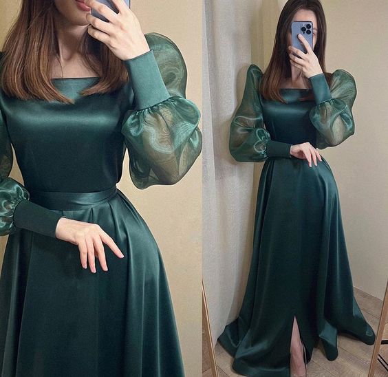Green prom dress , unique prom dress fg1455