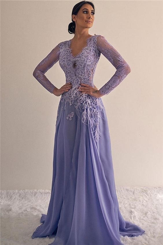 Gorgeous Long Sleeves Prom Dress Long With Appliques fg2363