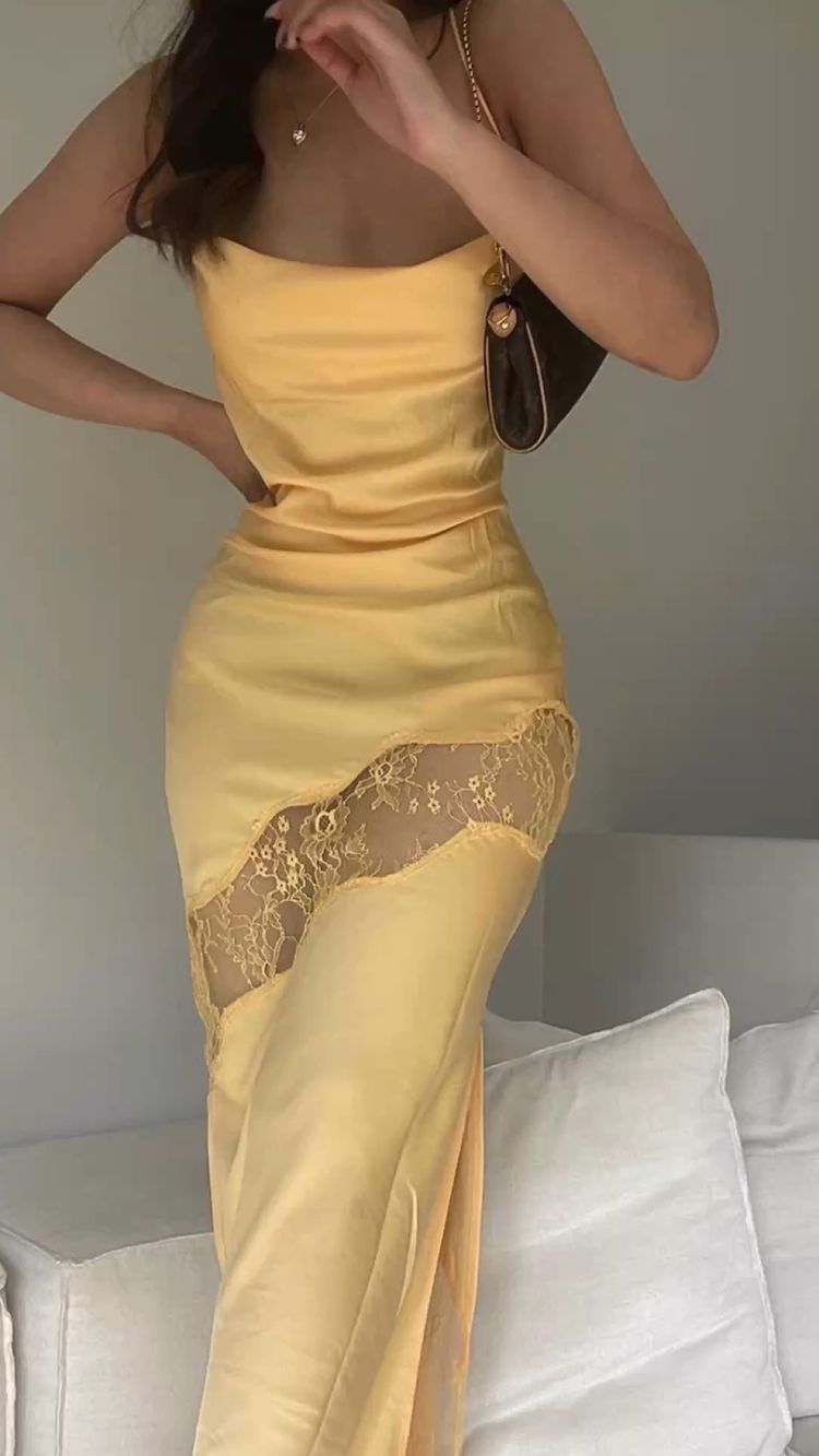 Yellow Long prom dresses sexy party dress fg2323