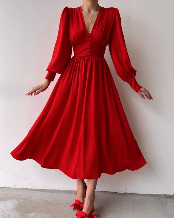 Red A Line Elegant Prom Dress Ankle Length Formal Evening Dress fg1983