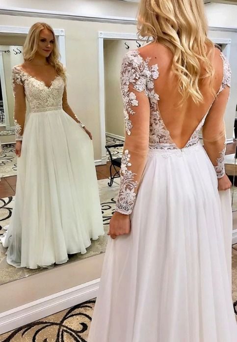 Simple long prom dress, A line wedding dress fg1954