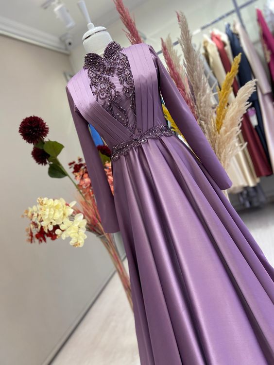 Muslim Wedding Dress, Muslim Prom Dress, Custom Made Veiling Evening Dress fg1716