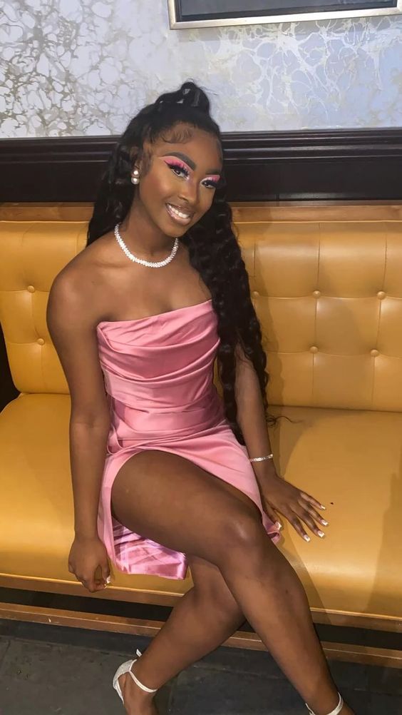 pink 19th birthday dress outfit black girl homecoming dress graduation dresses fg1561