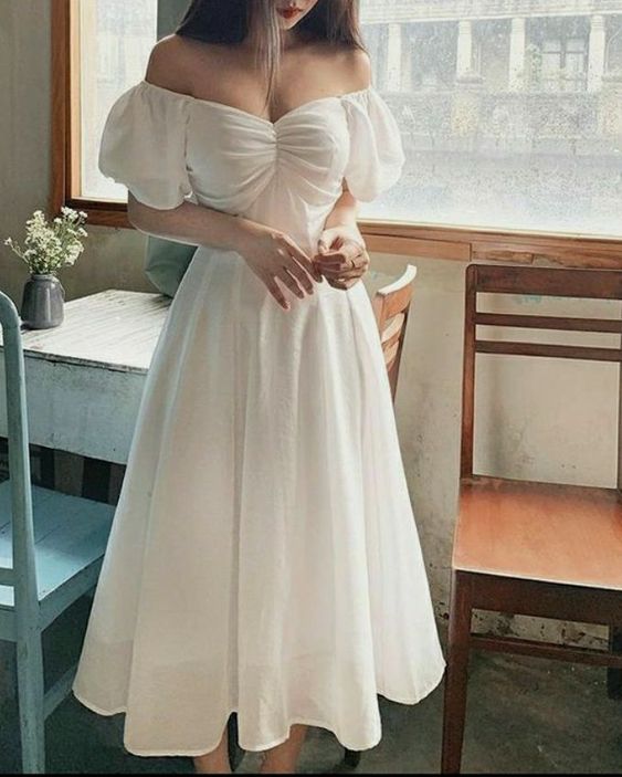 Simple White A Line Evening Party Dress fg1250