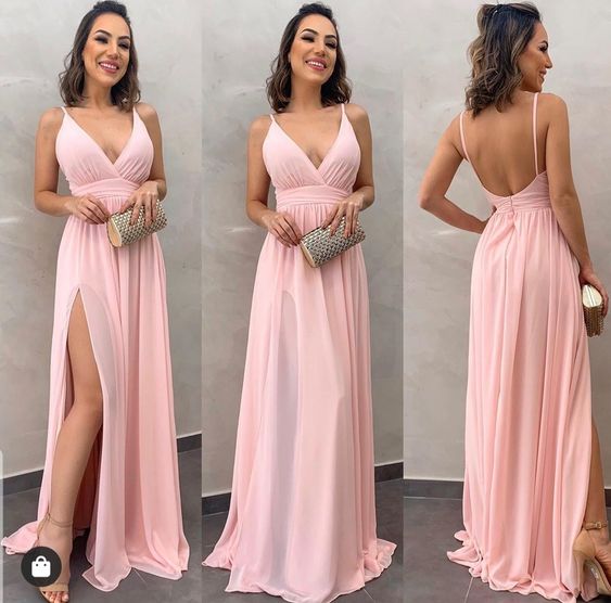 Pink long prom dress Women Party Dress fg1156