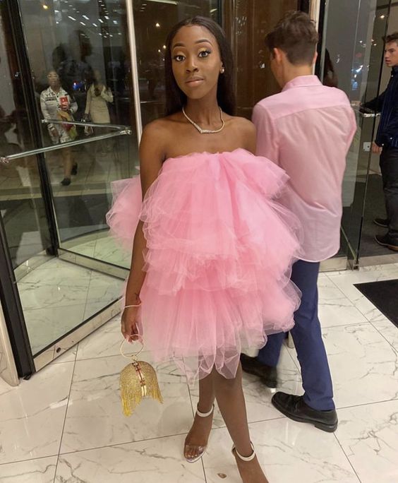 SEXY PINK STRAPLESS HOMECOMING DRESS fg1132