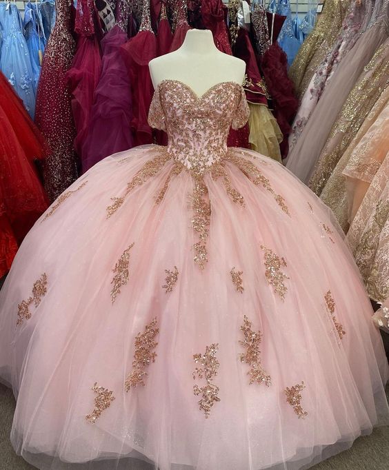 Pink Ball Gown Long Prom Gown Elegant Evening dress fg2425