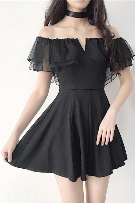 Black Off the Shoulder Short Dance Dresses, A Line Mini Homecoming Dress with Ruffles fg1878