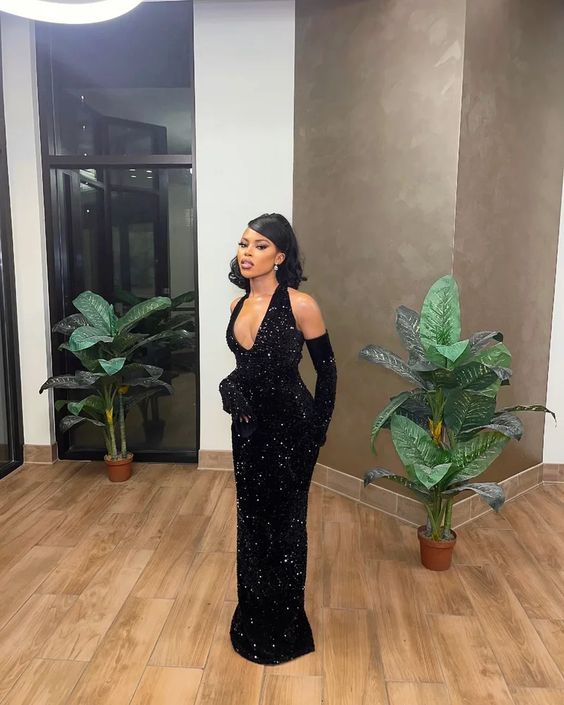 Black mermaid long prom dress, fashion evening dress fg3333