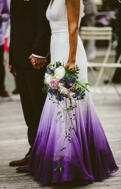 V neck Ombre Formal Prom Dress, A Line Wedding Dress Party Gown fg1772