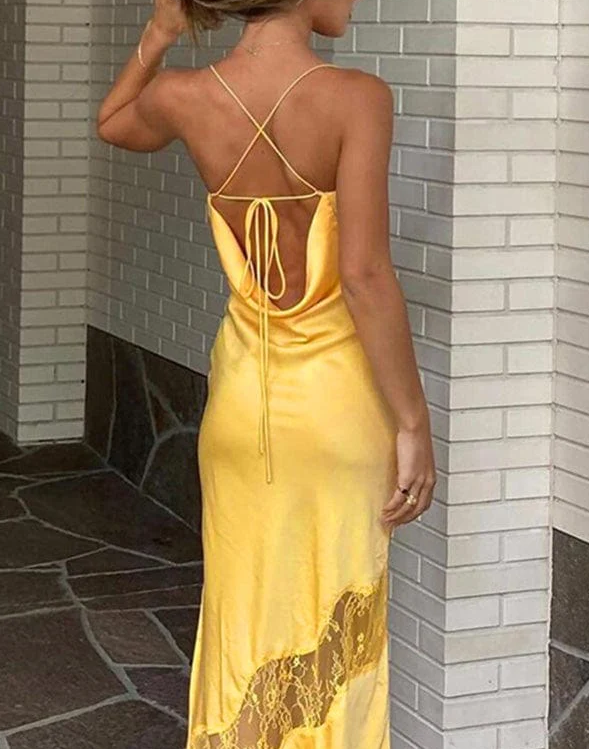 Yellow Long prom dresses sexy party dress fg2323