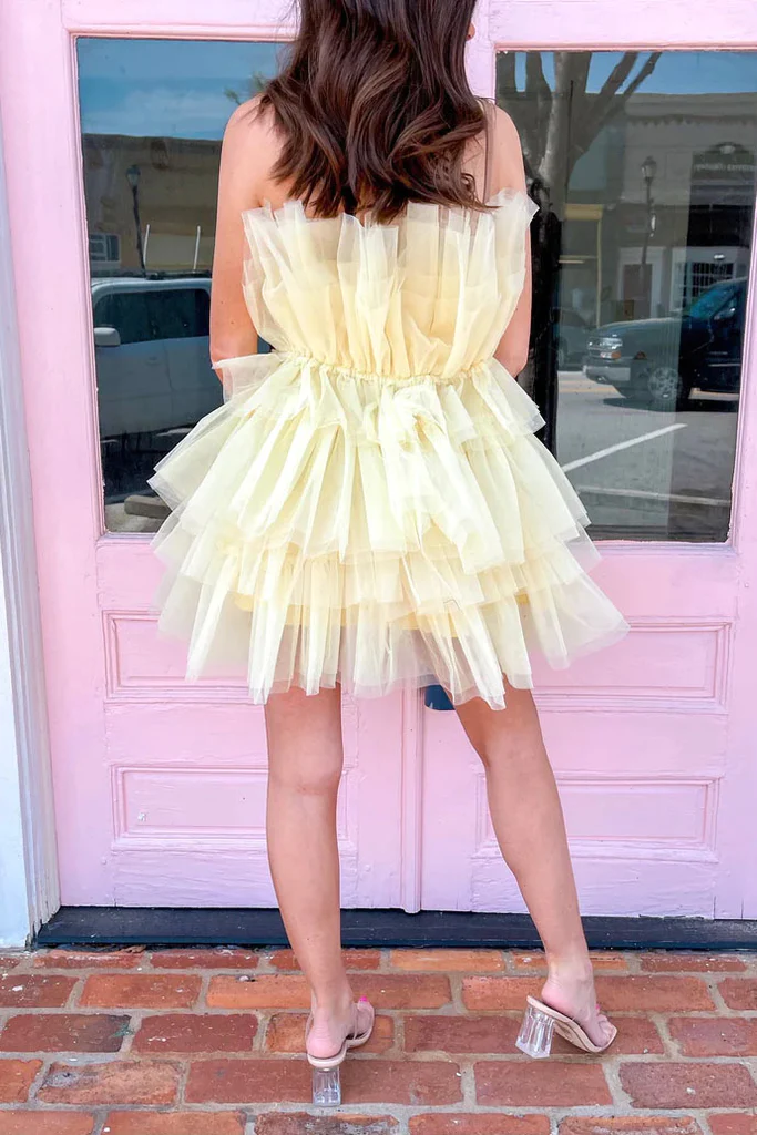 Strapless Tiered Short Homecoming Dress, A Line Sweet 16 Dress fg2548
