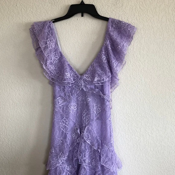 Lilac Lace Long prom dress Evening Gown Party Dress fg3249