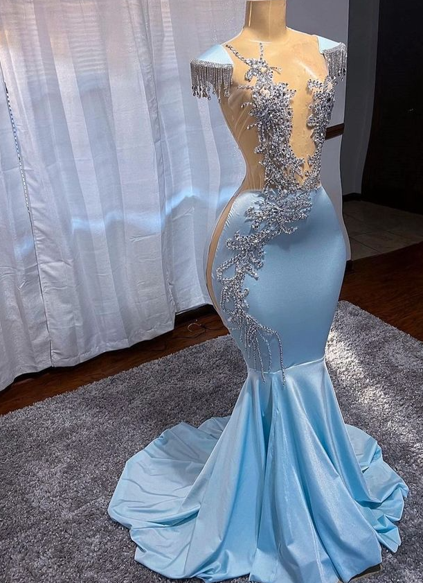 Langes verziertes Abendkleid, Brautkleid, Verlobungskleid fg3339
